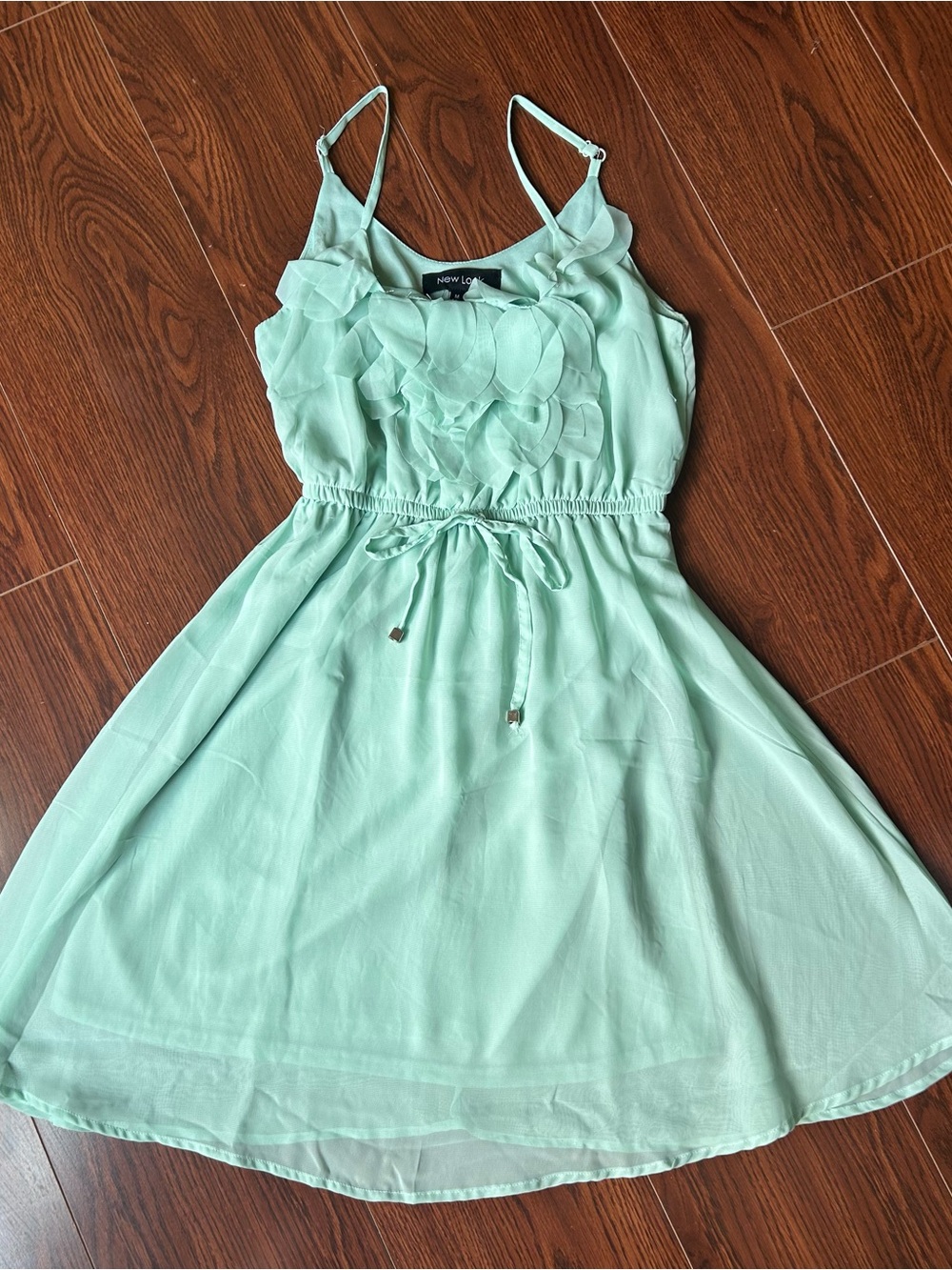New Look Mint Green Ruffled Bodice Spaghetti-Strap Dress